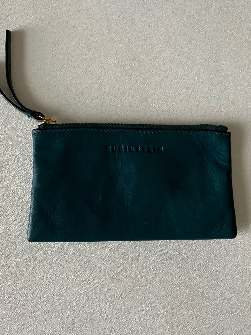Rubinstein Green Leather Zipper Pouch Wallet